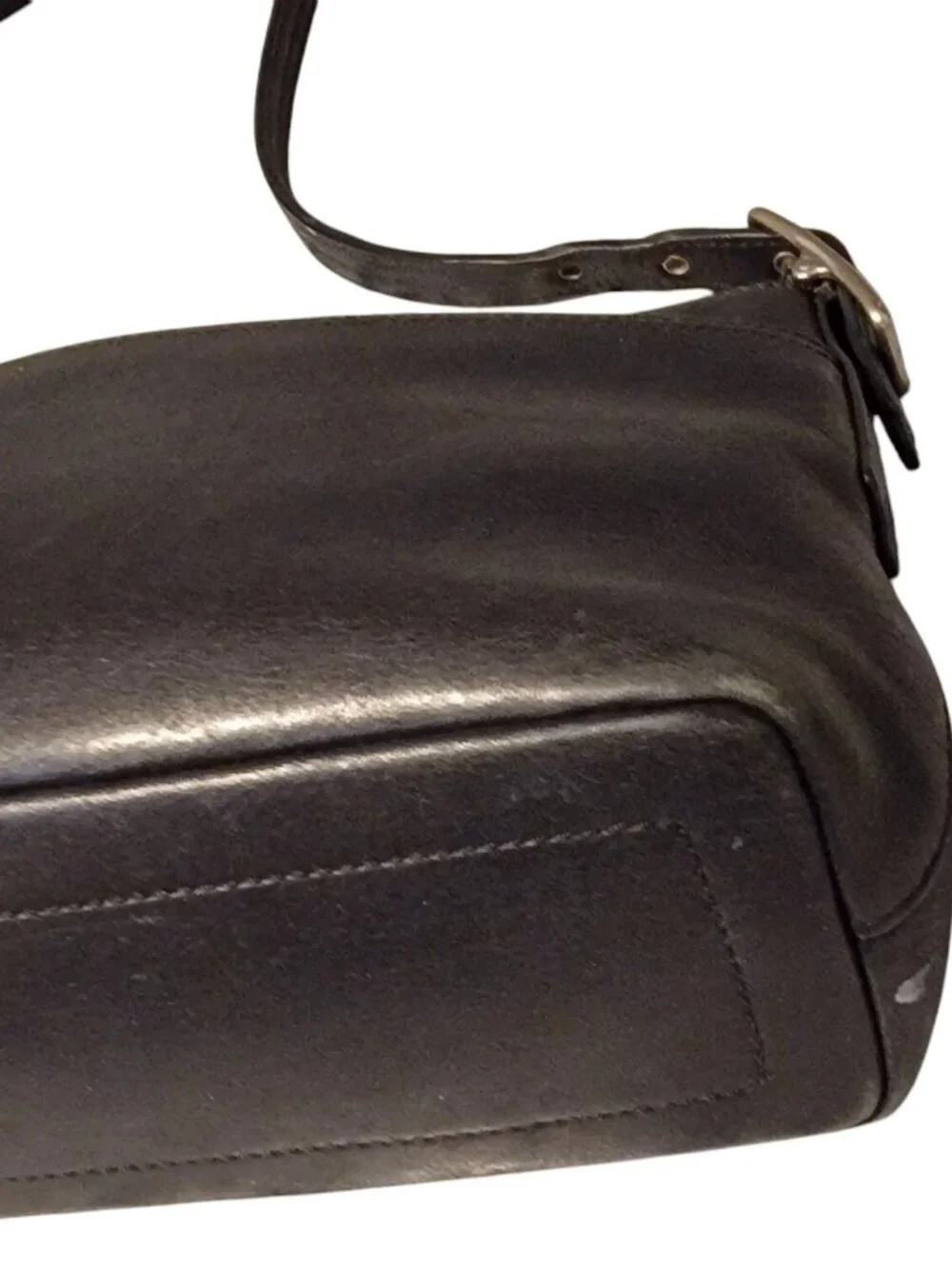 Vintage Coach Black Leather Legacy Slim Shoulder Bag 9861 Baguette Y2K